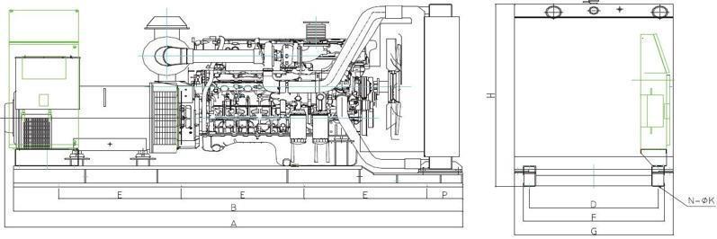 SC13G-15G上柴柴油發(fā)電機(jī)組安裝尺寸圖