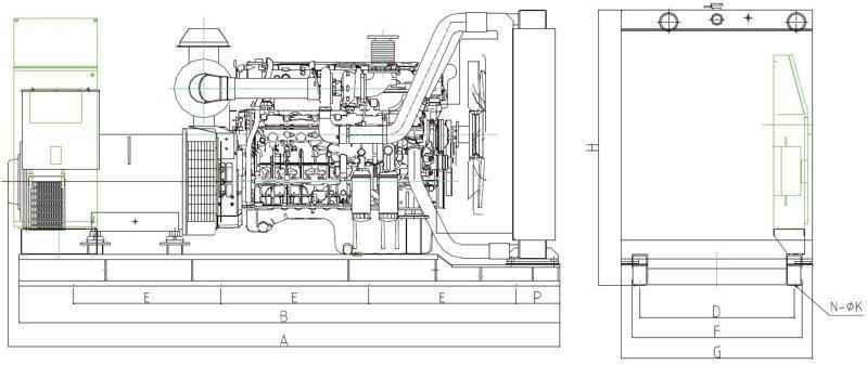 上柴柴油發(fā)電機(jī)組外形安裝圖